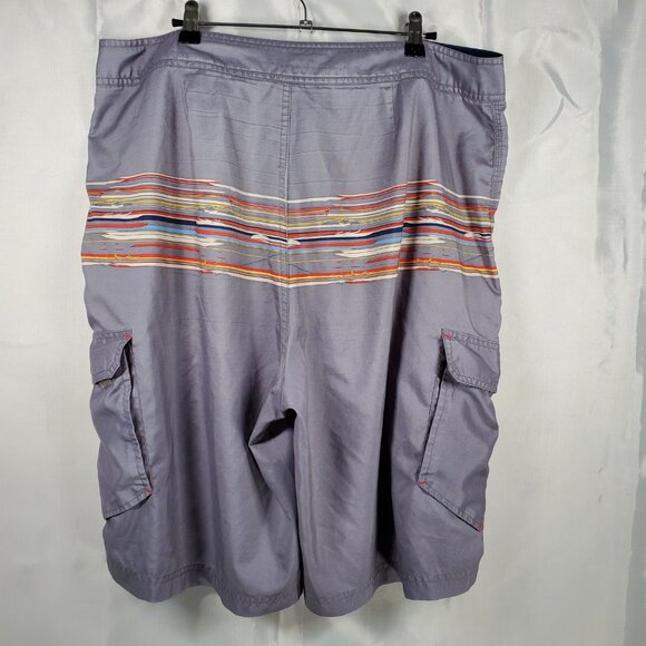 Old Navy Board Shorts Gray Orange Blue Yellow Navy-Blue White Stripe Men Sz XL - Picture 2 of 11